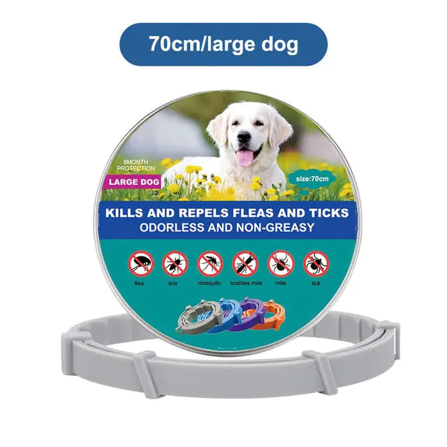 Anti Flea and Tick Adjustable Collar for Dogs and Cats, 8 Month Protection Retractable, Small and Large Sizes