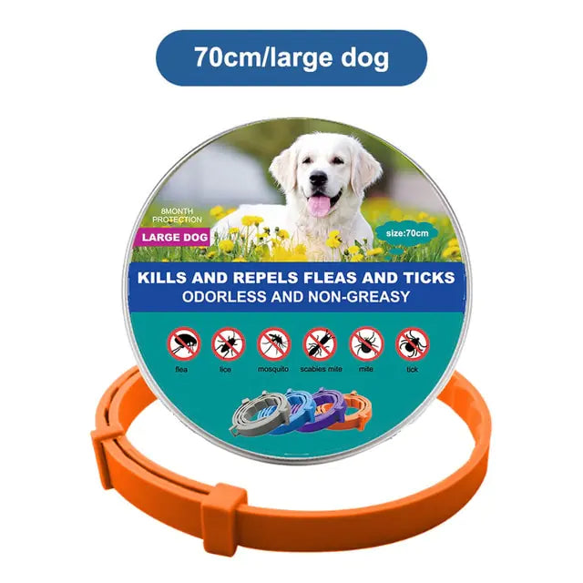 Anti Flea and Tick Adjustable Collar for Dogs and Cats, 8 Month Protection Retractable, Small and Large Sizes