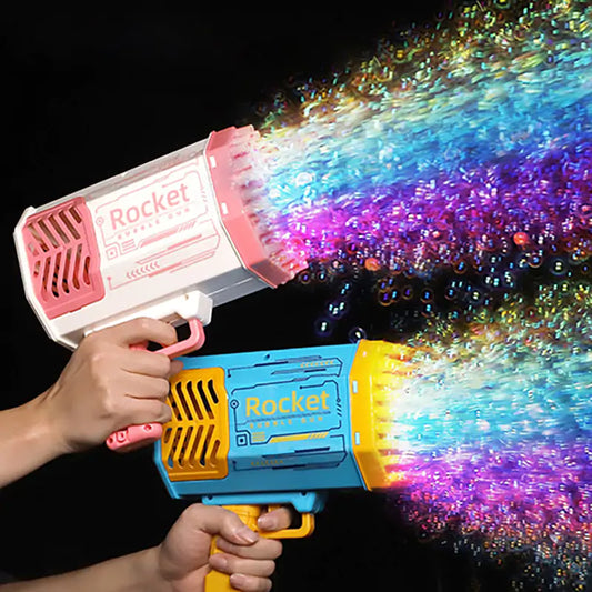 Rocket Launcher Bubble Gun, SUPER Size, 69-132 Holes, Colorful, Lights, Music