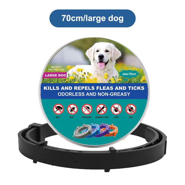 Anti Flea and Tick Adjustable Collar for Dogs and Cats, 8 Month Protection Retractable, Small and Large Sizes