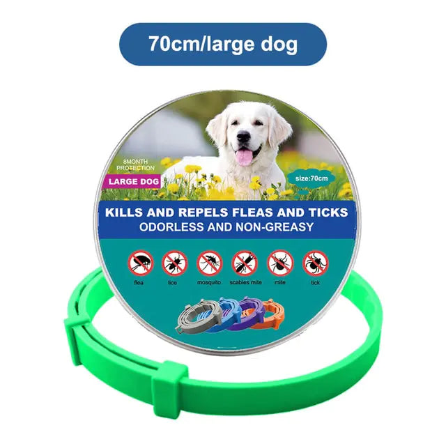 Anti Flea and Tick Adjustable Collar for Dogs and Cats, 8 Month Protection Retractable, Small and Large Sizes