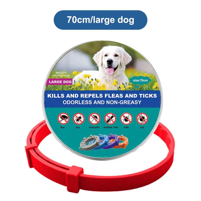 Anti Flea and Tick Adjustable Collar for Dogs and Cats, 8 Month Protection Retractable, Small and Large Sizes