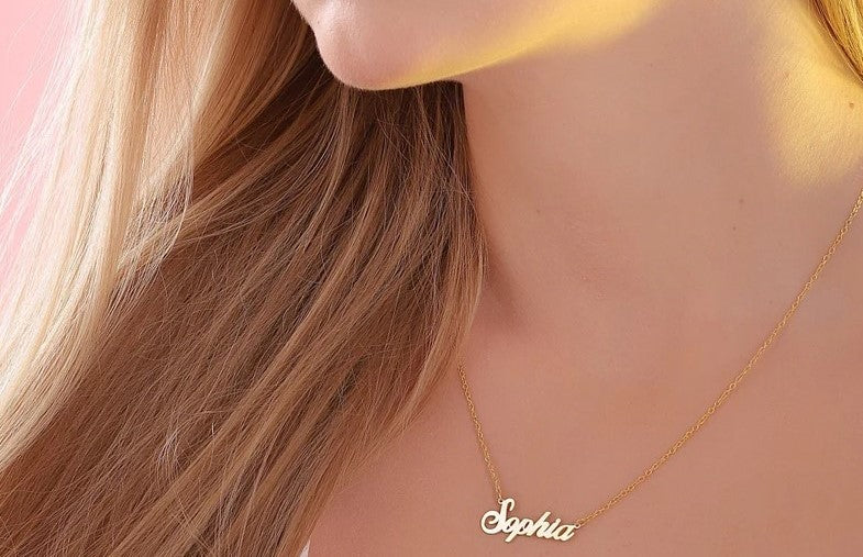 Custom Name Necklace, Gold and Stainless Steel Name Necklace, Personalized, Gift For Her