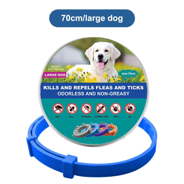 Anti Flea and Tick Adjustable Collar for Dogs and Cats, 8 Month Protection Retractable, Small and Large Sizes