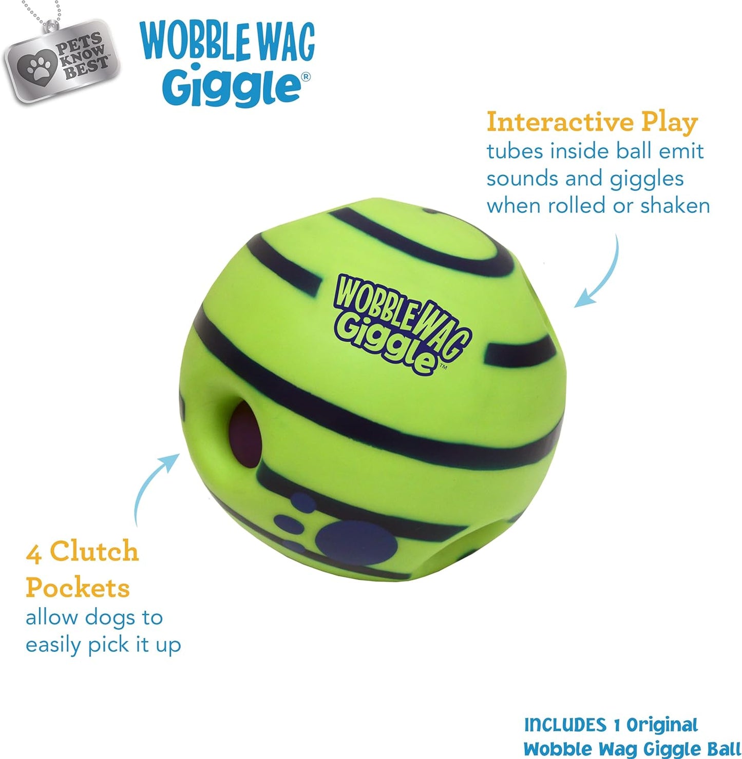 Fun, Play Time, Interactive Dog Toy, Wobble Wag Giggle Ball w/Sounds